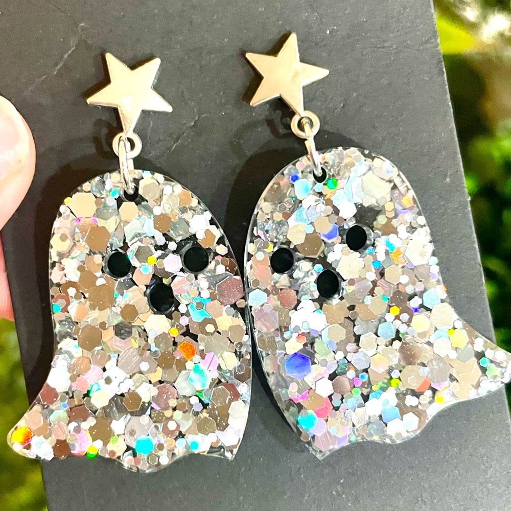 Acrylic Star Ghost Earrings